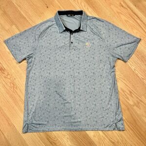 UNRL Shirt Golf Barstool Sports Light Blue Floral AOP Men's 2XL Athletic Fit